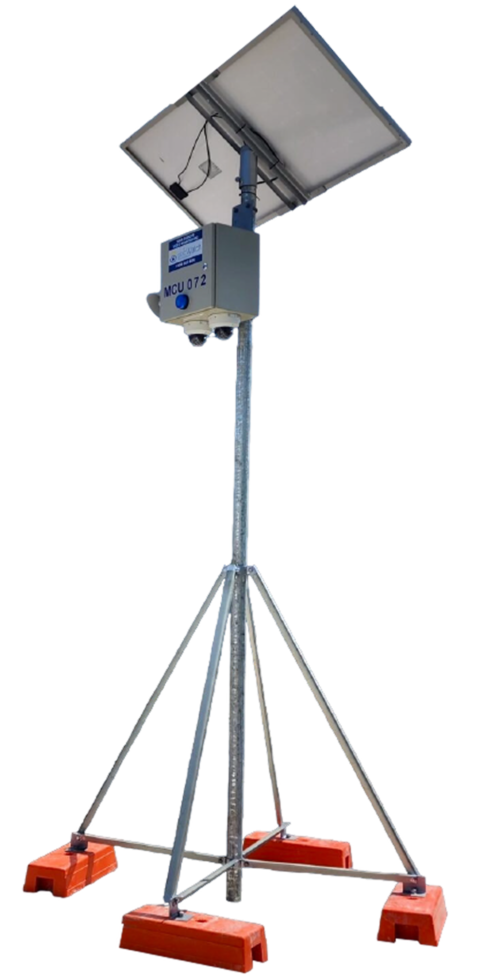 secWatch MCU072 twin-camera unit on a freestanding solar stand